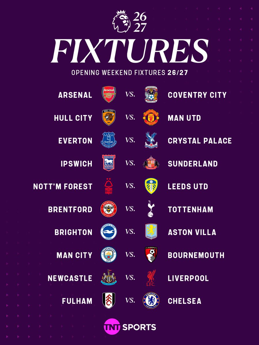 _Joy360's tweet photo. 🚨 OFFICIAL: The opening weekend fixtures for the 2026/27 Premier League season ⚽ https://t.co/axwrux8RXX