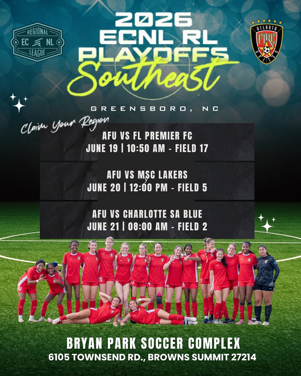 afu09gecnlr's tweet photo. We’re bringing the 🔥 to Greensboro, for #ECNLRLPlayoffs! Inviting all coaches to the sidelines to watch our team fight to #ClaimOurRegion!

*Game times subject to change

6/19 vs FL Premier, 10:50am Field 17
6/20 vs MSC Lakers, 12:00pm Field 5 
6/21 vs Charlotte, 8:00am Field 2 https://t.co/Pm1HNolIKu