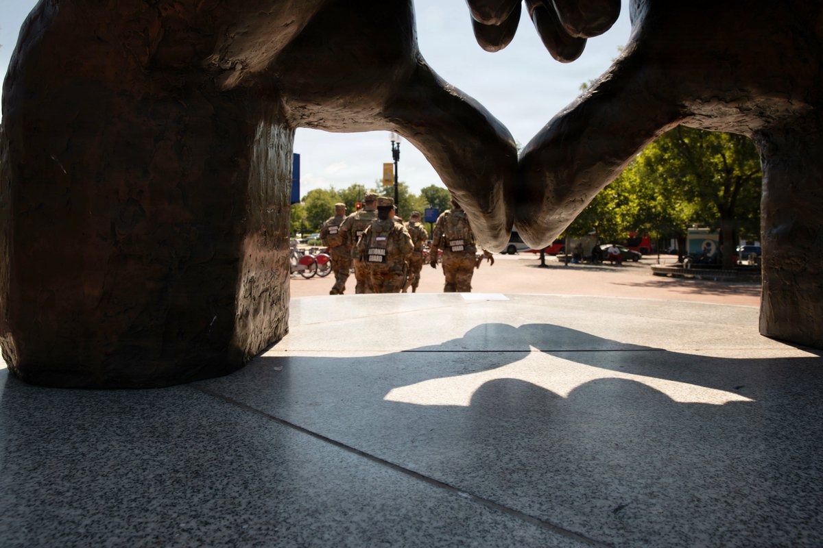 DCGuard1802's tweet photo. Members of the @SCNationalGuard assigned to Joint Task Force-DC in support of the #DCSafe mission, remain visible and vigilant near the Eastern Market area in Washington. Guardsmen provide critical assistance to interagency partners amid #Freedom250 celebrations. https://t.co/uniLXABM3Z
