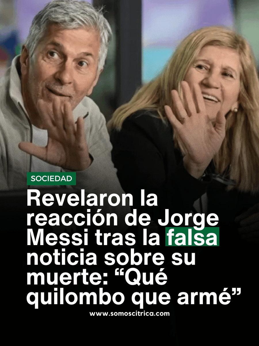 somoscitrica's tweet photo. La familia de Lionel Messi salió a desmentir una noticia falsa que aseguraba la muerte de su padre, Jorge Messi. El episodio generó revuelo mediático y motivó un intercambio con el periodista Ángel de Brito, quien compartió la reacción de los familiares.
🏥 Según contó Celia Cuccittini, madre del capitán de la Selección, Jorge se encuentra bajo seguimiento médico y evoluciona favorablemente. La familia expresó su malestar por la difusión de versiones sin confirmar sobre una situación de salud privada.
😓 “Horrible”, definió Celia al referirse al impacto que tuvo el rumor. Mientras tanto, Jorge Messi eligió una salida inesperada para bajar la tensión y lanzó una frase que rápidamente se volvió viral: “Qué quilombo que armé”.
📣 A través de un comunicado, los Messi pidieron responsabilidad y respeto frente a las especulaciones, y remarcaron que cualquier información oficial sobre la salud de Jorge será comunicada únicamente por la familia.
👉 Leé la nota completa en https://t.co/vYJkxvN00I
#messi #lionelmessi #jorgemessi #sociedad #actualidad #futbol #argentina #virales #somoscitrica