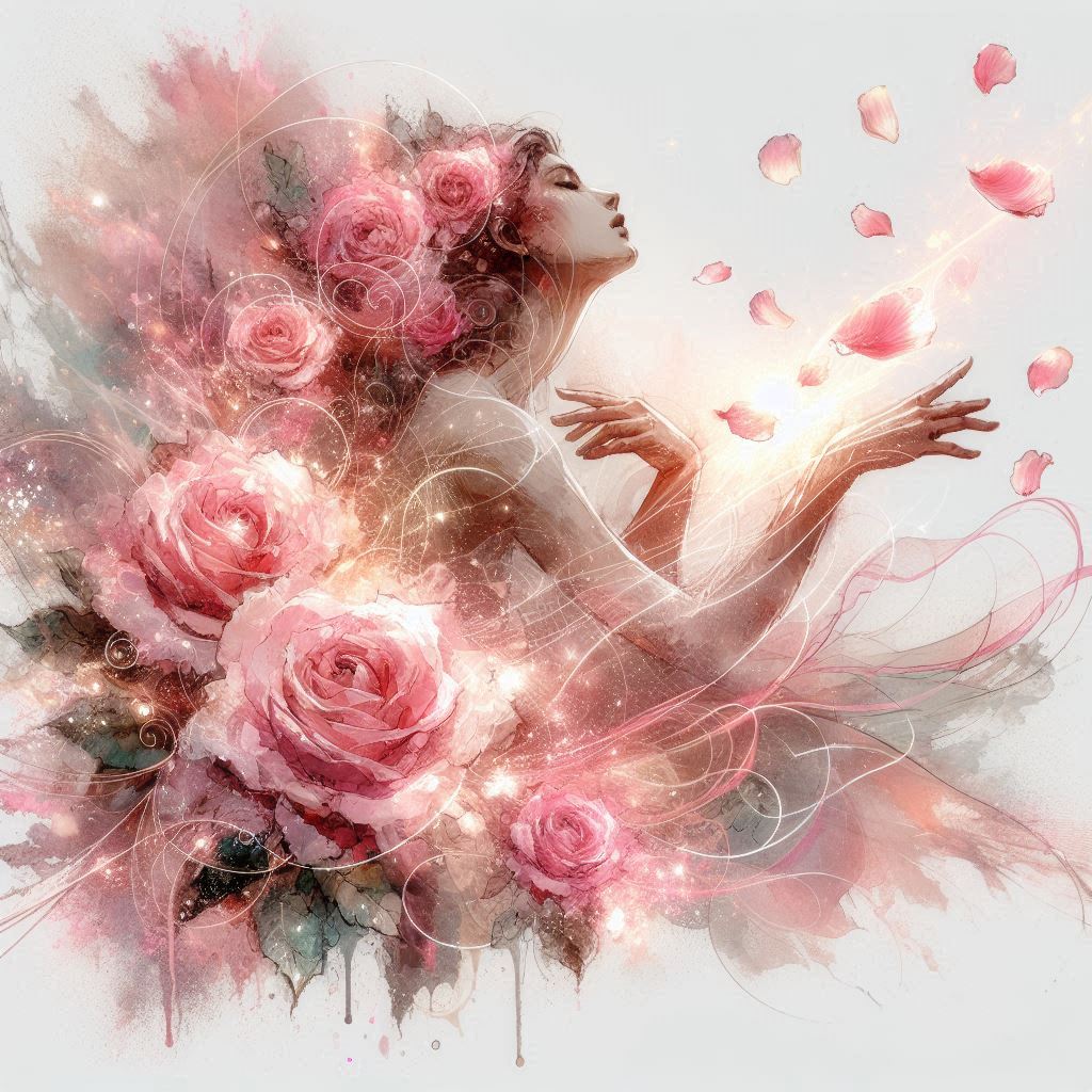 Pink Rose #AIart #墨絵