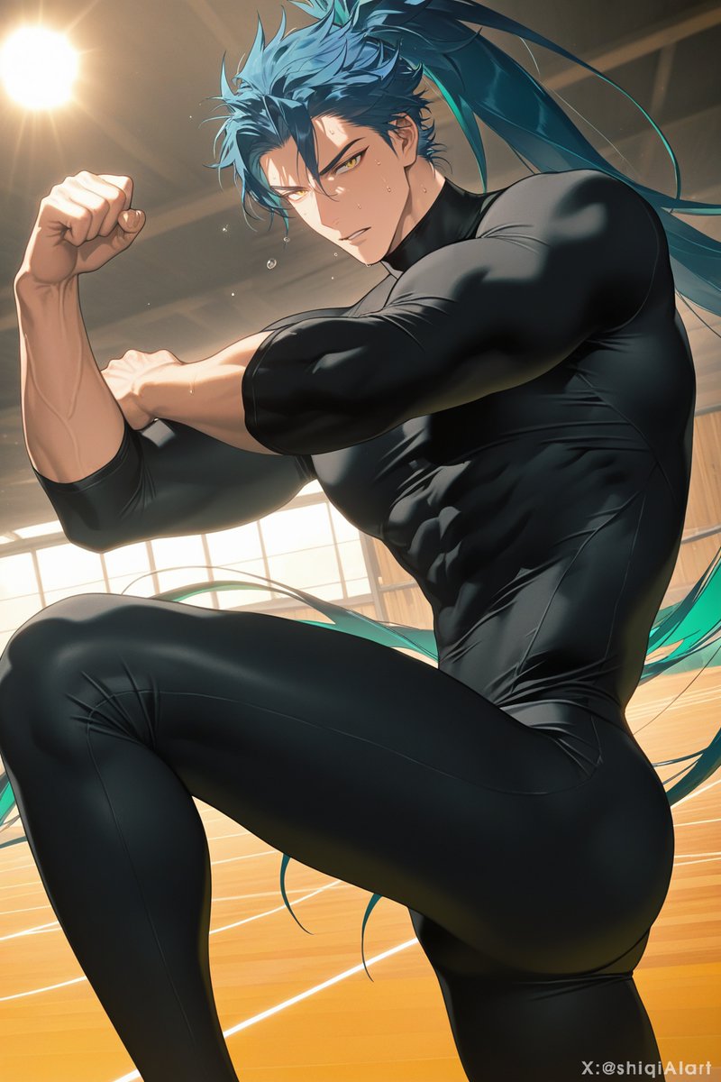 shiqiAIart's tweet photo. #jiyan #yaoi #bodysuit #bara https://t.co/xbD3fea7Ge