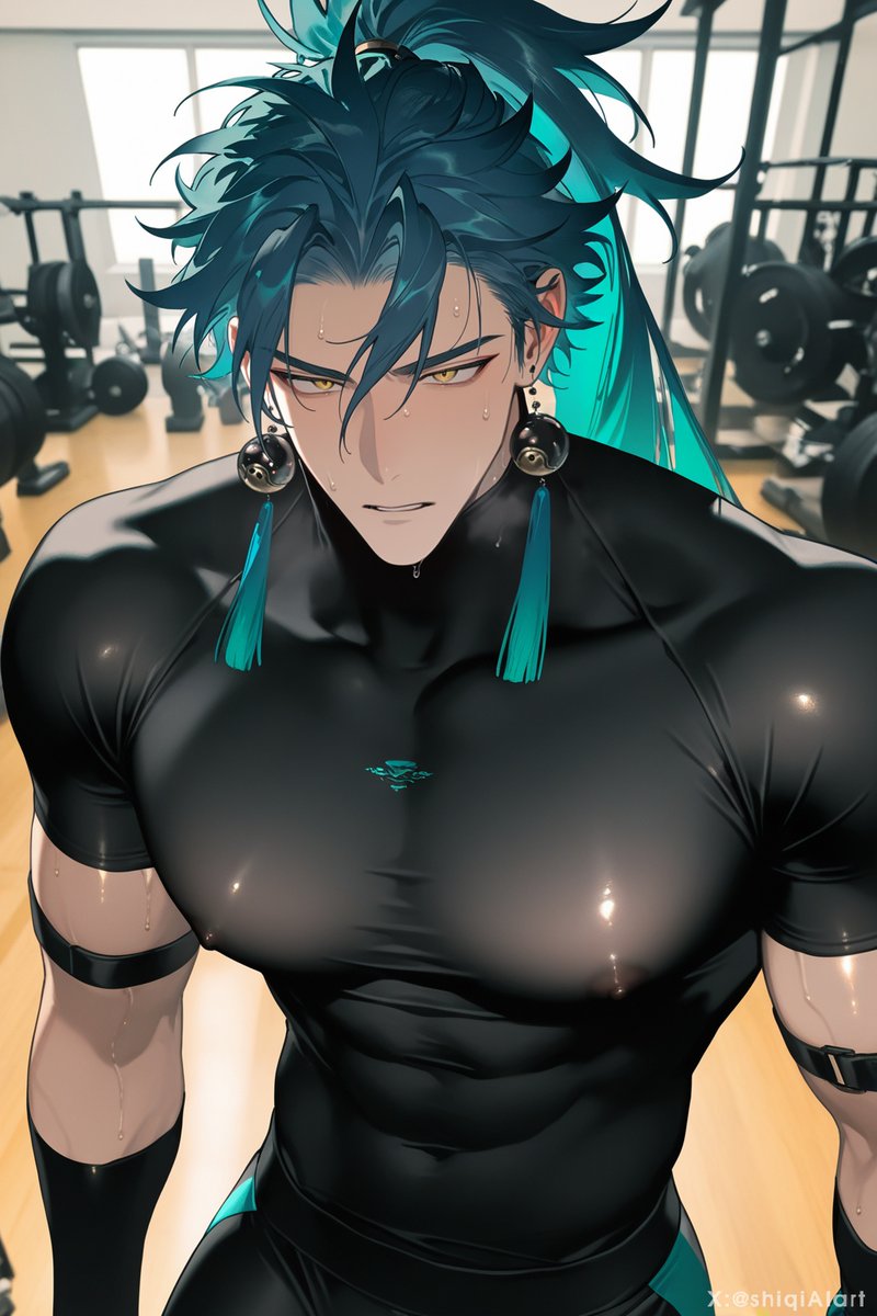 shiqiAIart's tweet photo. #jiyan #yaoi #bodysuit #bara https://t.co/xbD3fea7Ge