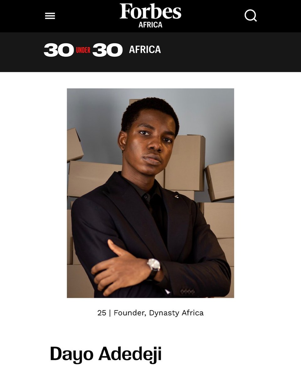 dayoadedejii's tweet photo. Wow. I am speechless!

I'm honestly still trying to process this.

Five years ago, I started Dynasty Africa from the corner of my small room in Lagos with nothing but conviction, ambition, and a belief that African marketing could be done differently.

Today, lam deeply honored to be recognized as part of the

FORBES AFRICA 30 Under 30 Class of 2026.

This moment means more to me than words can express.
And to say I am grateful to God would be an understatement.
I am his vessel, for his Glory, nothing more.

Thank you to the Forbes Africa team for this incredible recognition. Thank you to my team Dynasty Africa, partners, clients, mentors, family, friends, and everyone who has been part of this journey.

We're just getting started. 🚀