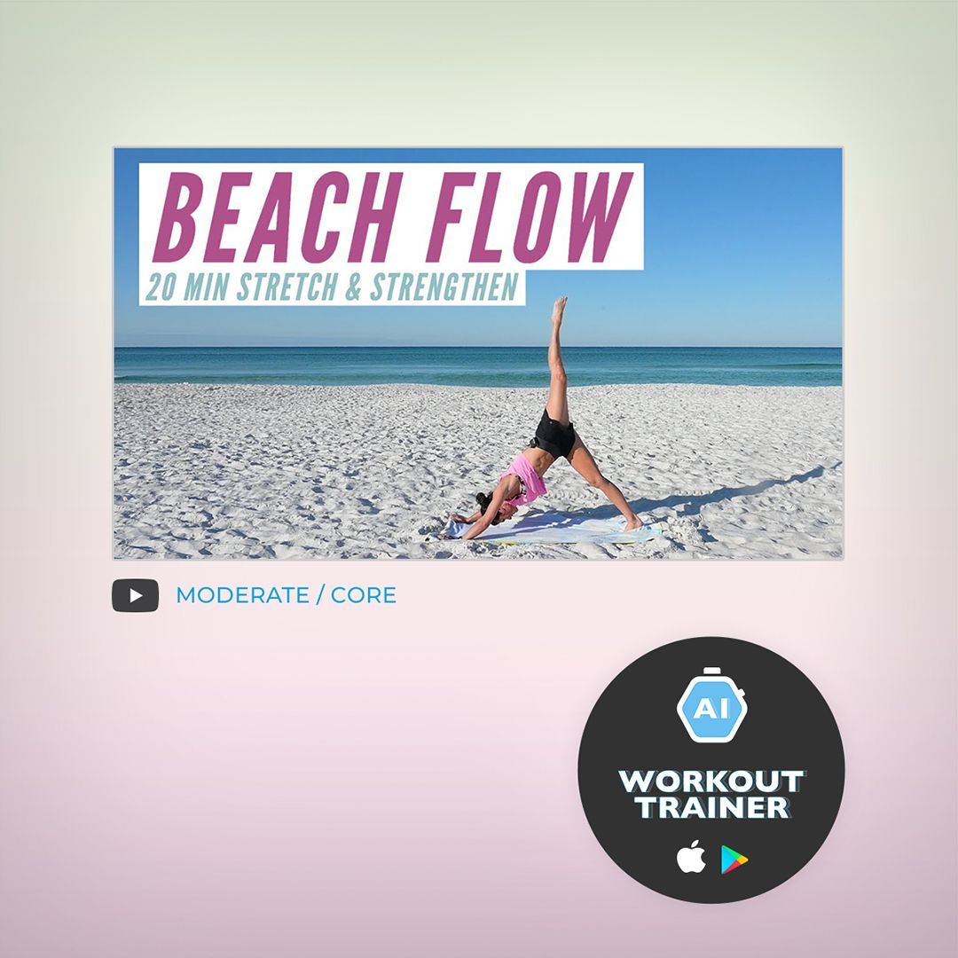 skimble's tweet photo. Welcome to Beach Flow. Your soul and core will thank you for pressing play on this #workout -> https://t.co/mL8NgLcOmF 🏖️ Brook Robinson leads you through an energizing flow as we kick off the #summer season strong. Breathe deep. Be thankful. 🔆 #fitness #WorkoutTrainer #abs https://t.co/V6frU0Huu7