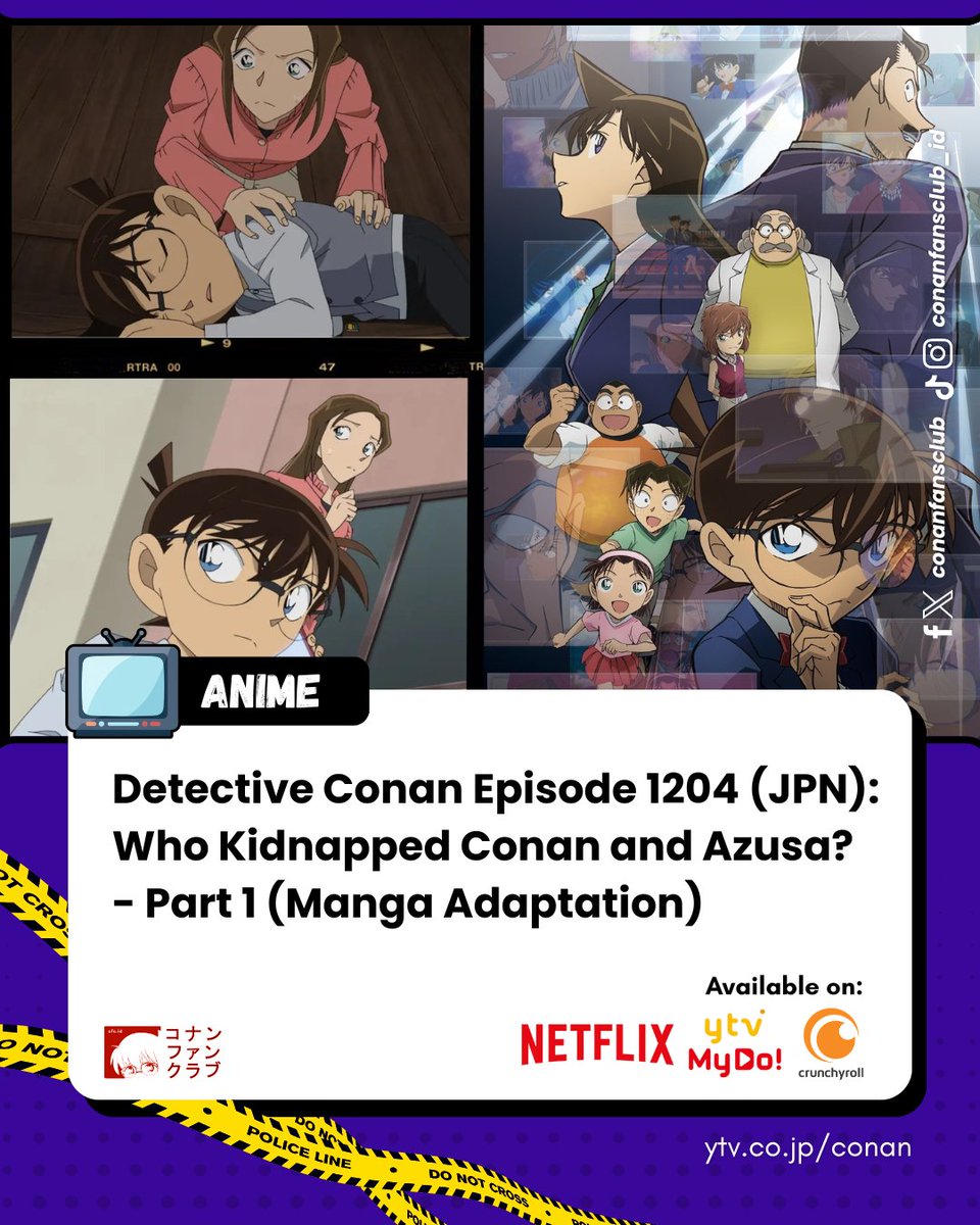 conanfansclub's tweet photo. #PreviewAnime | Ketika Conan, Ran, Sonoko & Sera sedang membicarakan berita tentang pembunuh berantai di Kafe Poirot, Azusa mengaku merasa pernah melihat wajah pembunuh tersebut. 

Setelah itu, Azusa & Conan pergi berbelanja. Kemudian, Amuro menerima telpon dari Conan yang memintanya menjemput karena mereka diikuti seseorang yang mencurigakan. Namun, saat Amuro melihat Conan & Azusa di seberang jalan, keduanya mendadak menghilang setelah bus lewat. Ketika sadar, Azusa mendapati dirinya & Conan berada dalam ruangan terkunci. Siapakah yang menculik mereka?

📺 Detective Conan episode 1204 (JPN): Who Kidnapped Conan and Azusa? (Part 1), tayang Sabtu (20/6) di saluran Yomiuri TV, layanan streaming Crunchyroll & Netflix.
