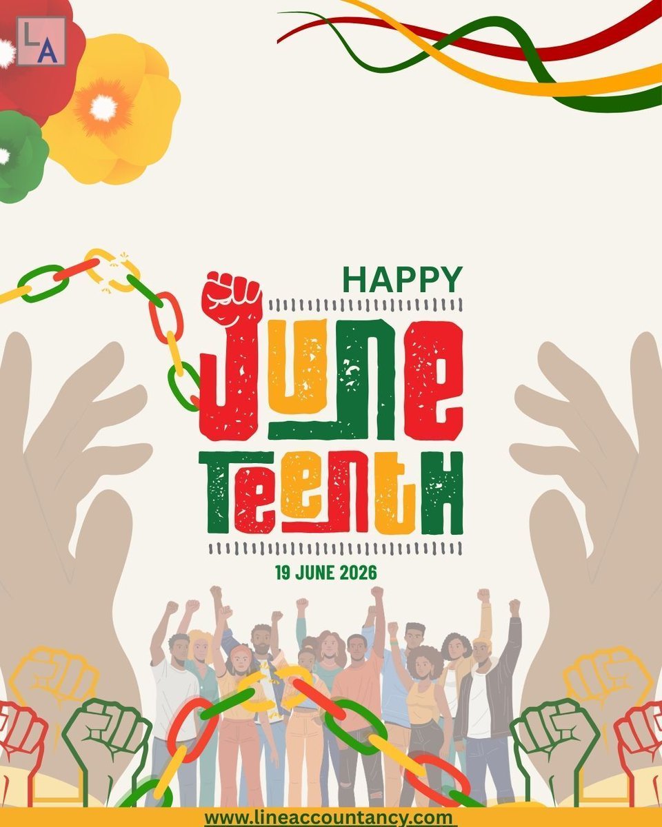 LineAccountancy's tweet photo. Celebrating freedom, progress, and the continued journey toward equality. Wishing everyone a meaningful Juneteenth.⚖️✨ 
#Juneteenth #FreedomAndProgress #InclusiveBusiness #ProfessionalServices #BookkeepingFirm https://t.co/qWBhL1m2xL