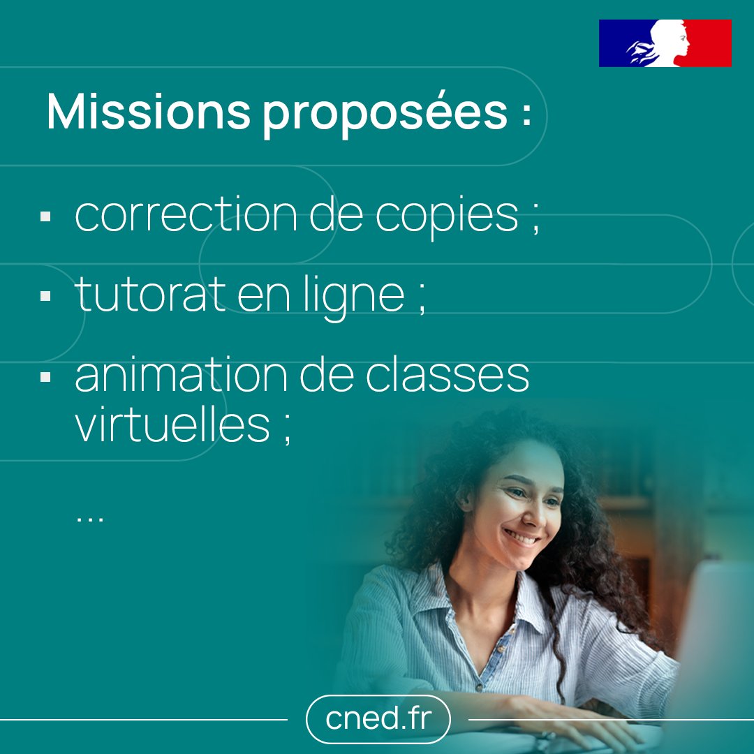 cned's tweet photo. Enseignants, formateurs : rejoignez le #Cned en tant que vacataires pédagogiques pour des missions ponctuelles d’accompagnement de nos inscrits.
✅ Missions entièrement réalisées à distance

Découvrez nos besoins actuels de vacataires pédagogiques ➡️ https://t.co/S8jZyZkJTq https://t.co/B2JwClNrx7