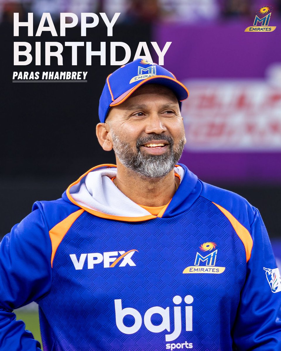 MIEmirates's tweet photo. Guiding our bowlers with experience,
wisdom, and a smile that never fades.💙

Happy Birthday to our Bowling Coach, Paras
Mhambrey! 🎉🎂

#MIEmirates #OneFamily https://t.co/6yWkyHIXD0
