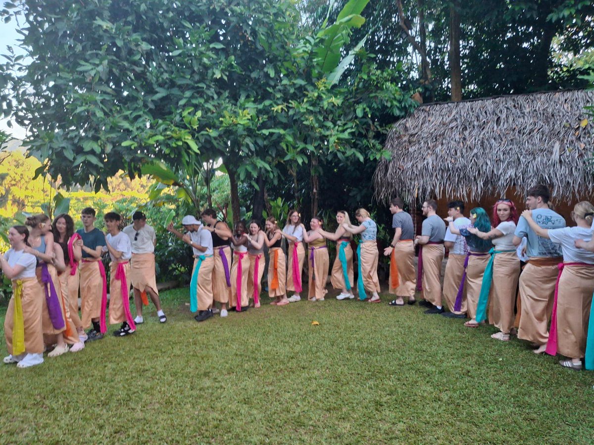lakescollege's tweet photo. On Tuesday, our learners and staff in Bali arrived at their next accommodation, Bali Kuno.

They started the evening with some ice breakers and a traditional Balinese dance class, followed by a peace offering before finally receiving a blessing by a Hindu priest. https://t.co/5VGIVMjagm