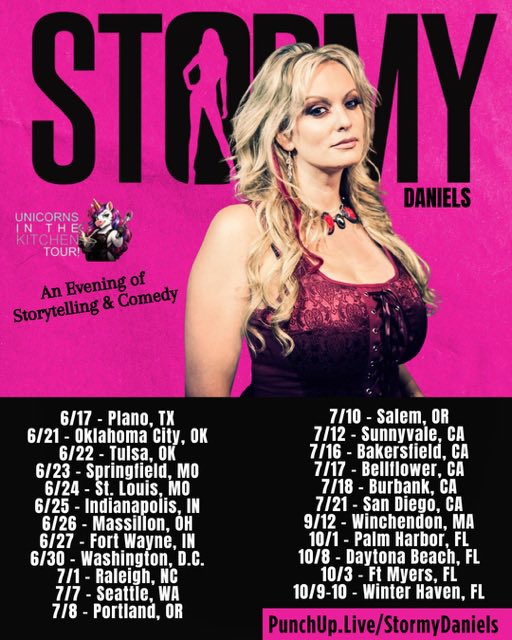 Stormy Daniels - 3 pic. Thank you, Dallas!! What a fantastic crowd! Next stops: OKC, Tulsa, Springfield, St Louis, Indianapolis, Ft. Wayne, Raleigh, DC, Seattle, Portland, Sunnyvale, Bakersfield, Burbank and San Diego! https://t.co/xH3tKS6x7U