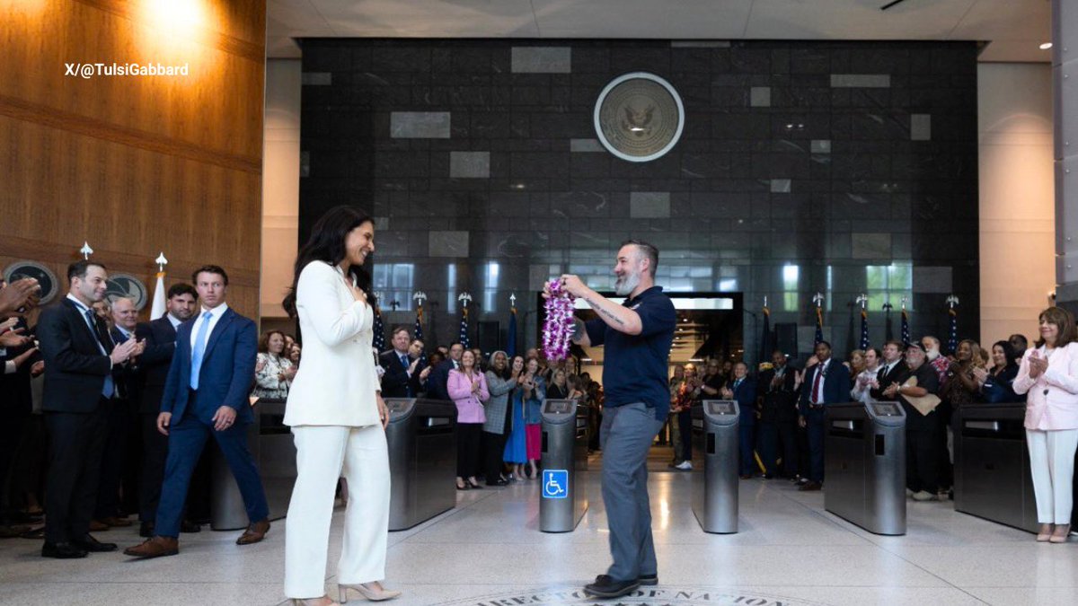 FoxNews's tweet photo. "Thank you, President Trump."

Tulsi Gabbard says she just walked out of the Office of the Director of National Intelligence headquarters for the final time, marking her last day in the role.

"I remain grateful for the profound honor of serving the American people and our nation as the Director of National Intelligence."

After serving over a year at the helm of the intelligence community, Gabbard is closing out her tenure with a message of gratitude and thanks to President Trump.