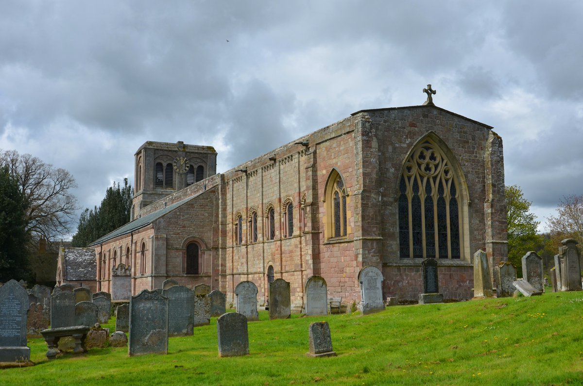 TyneSnapper's tweet photo. #Norham #Northumberland Grade I Listed St Cuthbert's Church Norham Northumberland, photographed 29th April 2018.

Parish church. Later C12, probably by Richard of Wolviston for Bishop Puiset. East bay of chancel added early C14. Tower 1837, south porch and aisle 1846, by I. Bonomi. North aisle and transept 1852, by D. Gray. Old parts squared stone, later parts dressed stone with ashlar dressings. Aisles have Welsh slate roofs, other roofs not visible.

West tower, nave with aisle and south porch, north transept, chancel with north vestry.

Broad rectangular west tower with large 2-light round-headed bell openings divided by colonnettes with waterleaf capitals. 6-bay nave. To left gabled south porch with Romanesque-style doorway: 2 orders of columns with waterleaf capitals, chevron-moulded arch. Windows have similar detail.

More @ 
https://t.co/KvXU1BZTXA