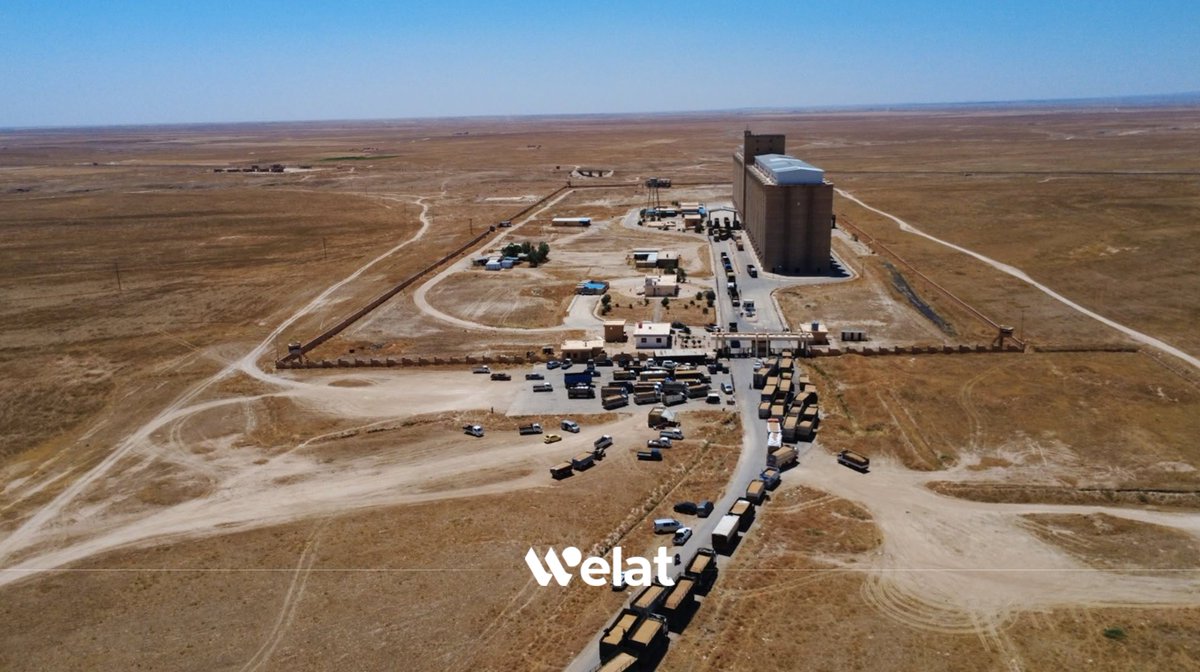 WelattvKu's tweet photo. Bi dehan barhilgirên tijî genim li pêşiya navenda Sebah El-Xêr ya wergirtina genim li Hesekê
#Hesekê
#Genin
#Syria
#WelatTV https://t.co/siRO09CAhb