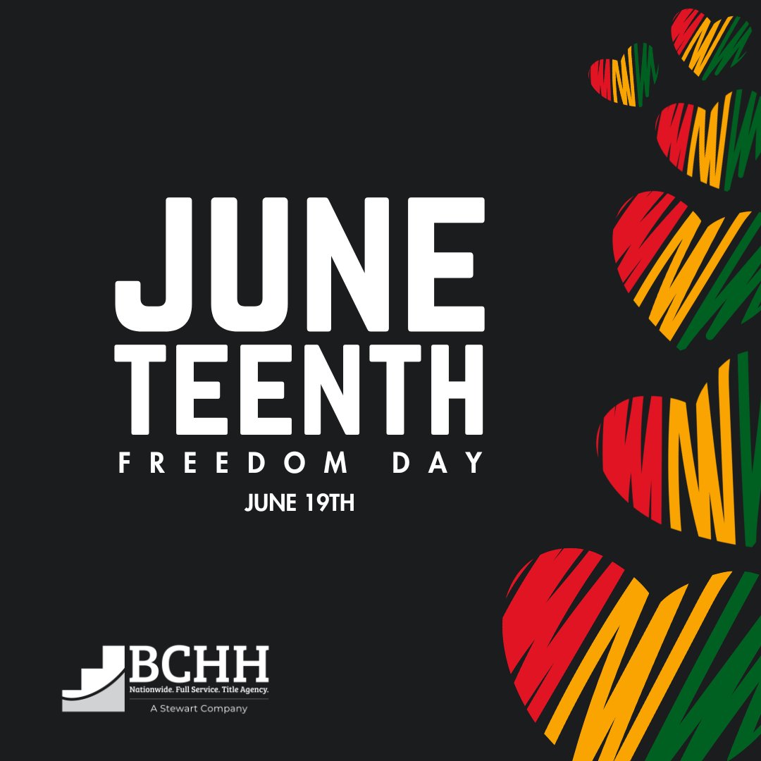 BchhTitle's tweet photo. Today, we honor Juneteenth—a celebration of freedom, hope, and the enduring strength of those who helped shape our nation's journey toward equality.

We reflect on the lessons of history, celebrate progress, and reaffirm the value of creating opportunities for future generations https://t.co/gi1xfwZ3WB