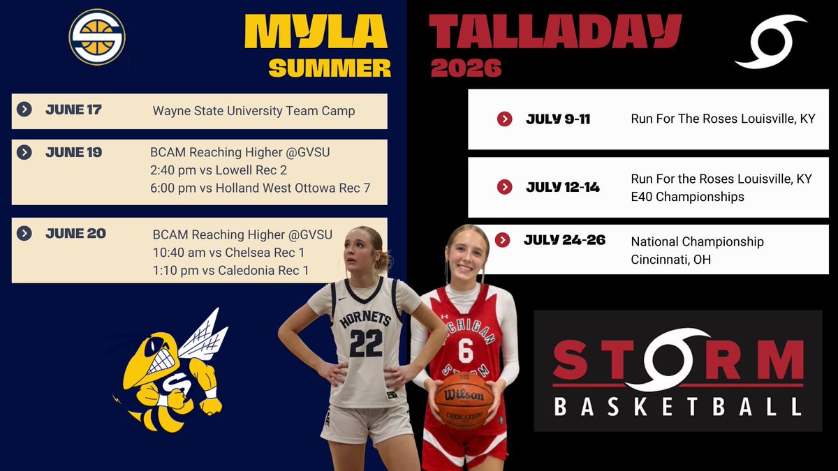 SalineHoops's tweet photo. 2028 6’0” wing/post Myla Talladay returns to play this weekend after a foot injury. Shes ready to “swarm” &amp; take on the world by “storm”! Get out and watch her play this June and July with Saline HS &amp; the MI Storm!

Highlights: https://t.co/w2WmrZZnaw https://t.co/IEcz05UPrO