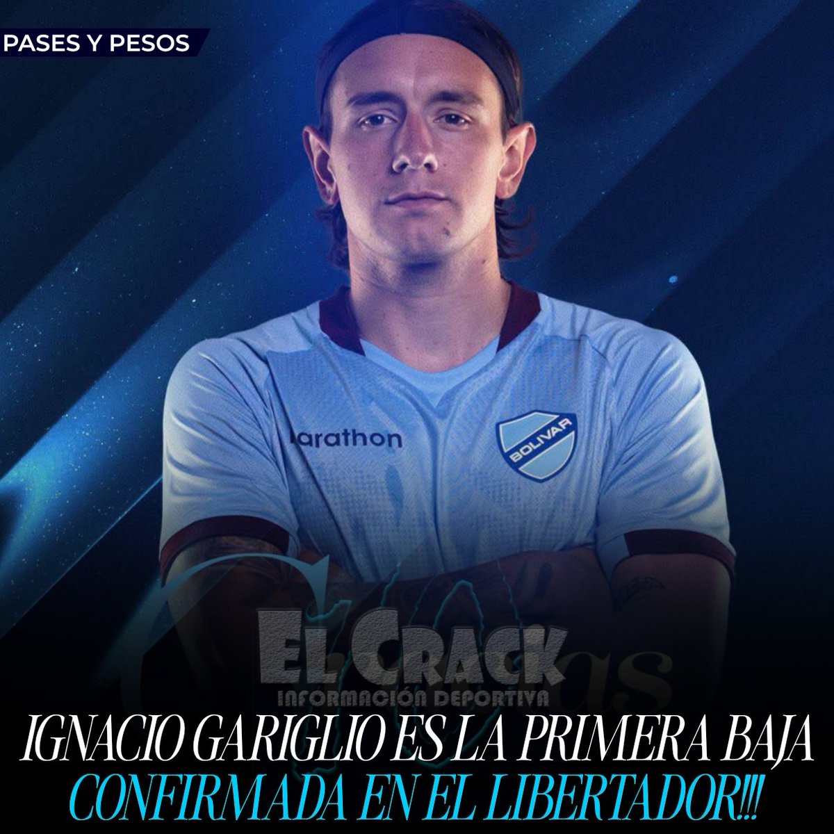 KinioCrack's tweet photo. #PasesyPesos | El Club Bolívar oficializó la salida de Ignacio Gariglio!!!

#FutbolBoliviano
#ClubBolivar
#ElCrack https://t.co/hRsjYuzuwU