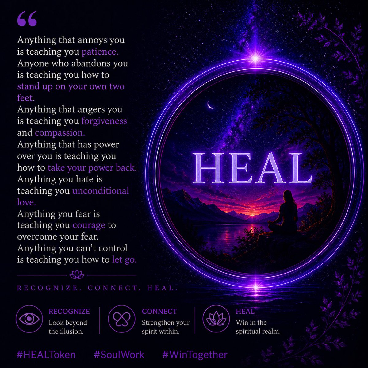 Guidingnode's tweet photo. What if life isn’t happening to you… but teaching you?
Every irritation teaches patience.
Every fear teaches courage.
Every loss teaches strength.
Every challenge reveals your power.
The lesson is the gift.
Recognize. Connect. HEAL. 💜
#HEAL #SoulWork #WinTogether #HEALToken https://t.co/jyRCaaBzLx