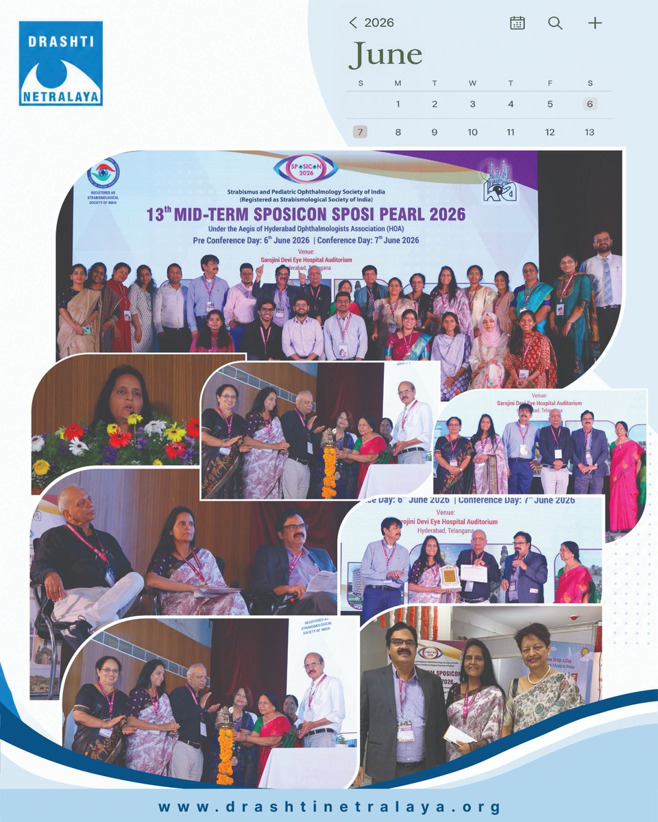 omtrust's tweet photo. In an effort to demonstrate Drashti Netralaya's continuous commitment to excellence in patient care, education, and innovation, Founder and Administrative Director, Dr. Shreya Shah was invited to the 13th Mid-Term SPOSI conference, held in Hyderabad on 6–7 June 2026... https://t.co/lAujeRFFu8