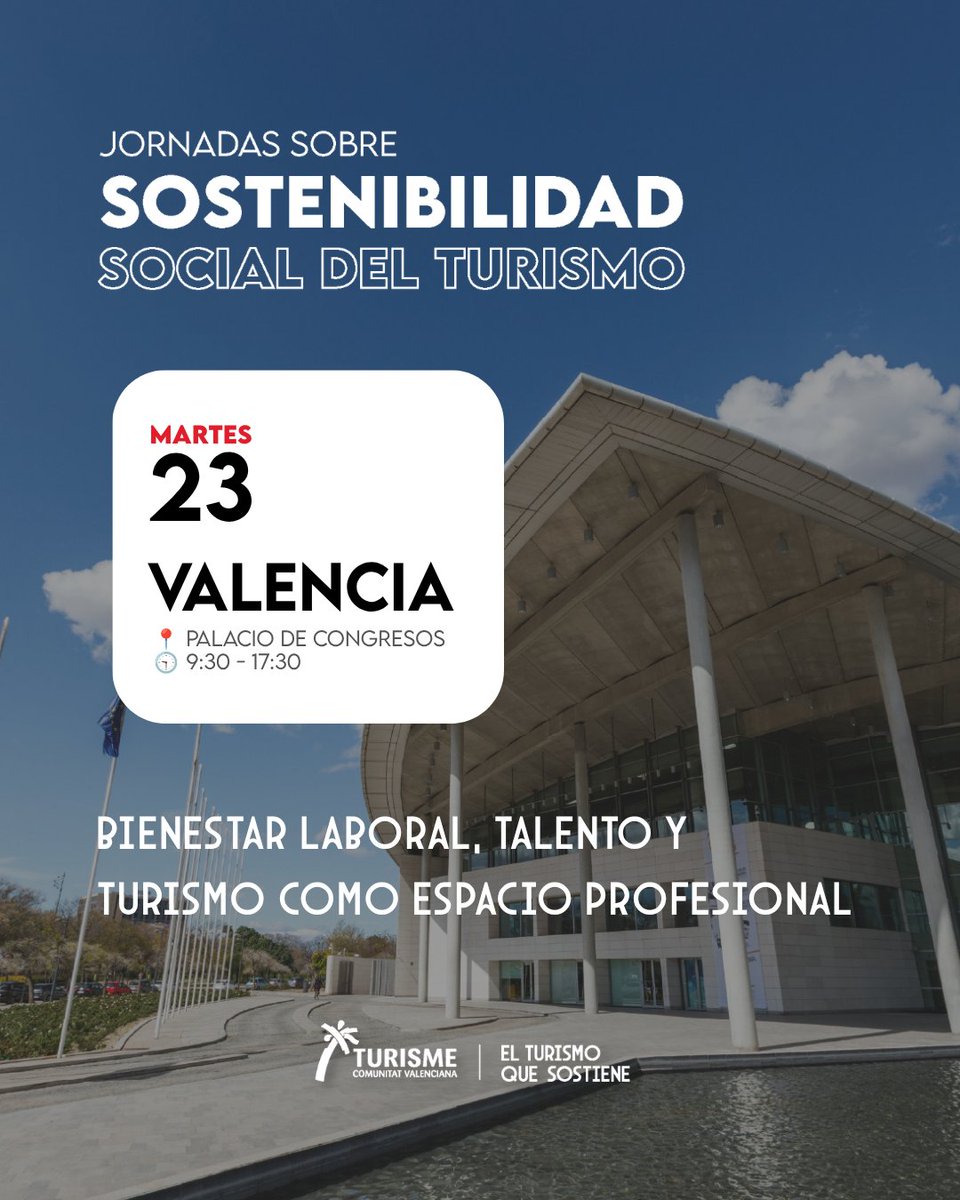 GVAturisme's tweet photo. 📢¡Apúntate a las Jornadas de Sostenibilidad Social!

Aprende a gestionar el turismo desde la convivencia, reputación y sostenibilidad social con @nh487, @MARTA_ARCE_P y Carla Llamas.

✔️Ponentes inspiradores y talleres con @alex_blanquer 

Programa👇
https://t.co/SKlmQWdXpr https://t.co/cGrNBJ4jBp