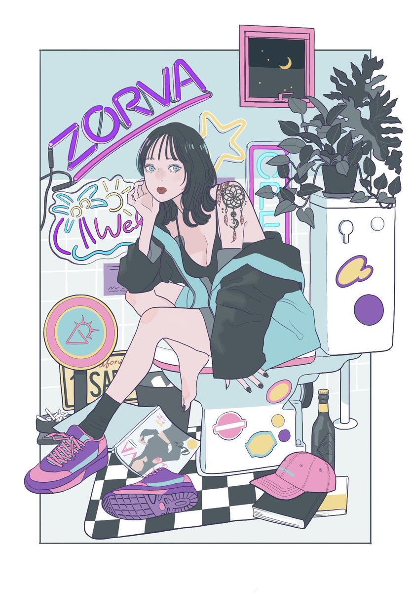 オリジナルイラストです。 アパレルショップ「ZORVA」様でtシャツ