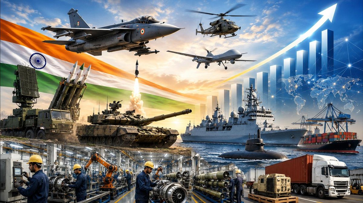 MeghUpdates's tweet photo. 🚨 HUGE! India's domestic defence production has SURGED from ₹46,000 crore in 2014 to over ₹1.78 lakh crore in FY 2025-26.

=> Defence exports have also touched ₹40,000 crore 🔥 https://t.co/zHEqc4ZYbj