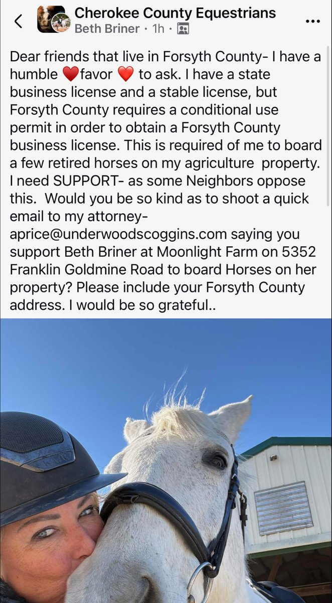 WinterBlues1104's tweet photo. And here it is. I told you they are targeting our farms in Forsyth County. This is the one right down the road from the previous farm I posted about and they are doing the same thing to her. Hey @RickJacksonGA you say you are pro farmers what do you have to say about what’s happening in your own backyard because I’m about to start blasting all the farms being targeted in Forsyth County. Forsyth is changing the rules costing these horse farms thousands in lawyer fees @johnrich