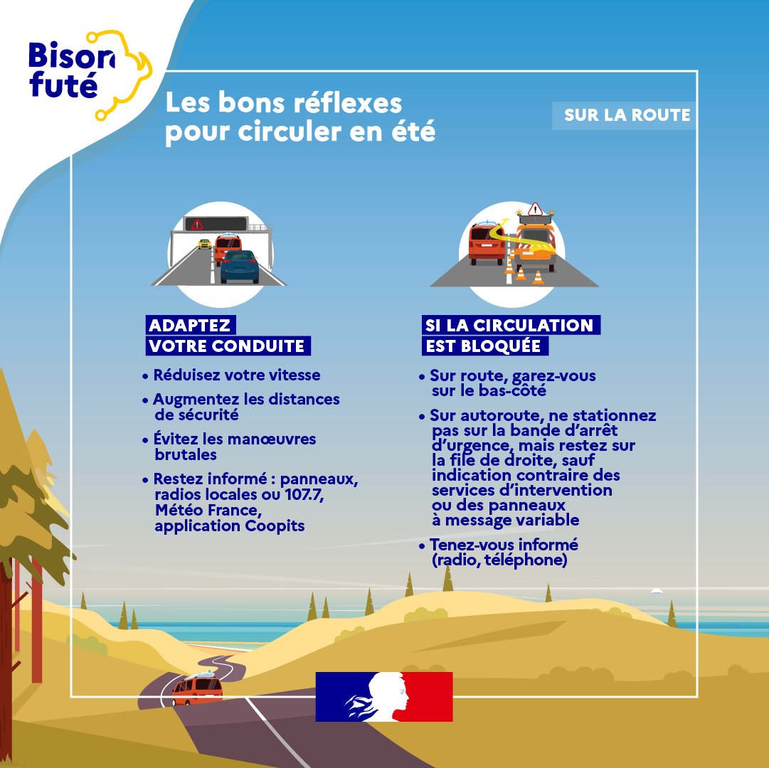 BisonFute_MT's tweet photo. ⚠️🌡️🟧#Alerte #Canicule : 53 départements en #VigilanceOrange ce vendredi 
⛈️Orages localement violents sur les Hauts-de-France
Soyez prudents sur les routes
Retrouvez les bons gestes à adopter lors de vos déplacements en cas de fortes chaleurs➡️https://t.co/18FQEw9shE🛣️🚗 https://t.co/Qq9DheoElc