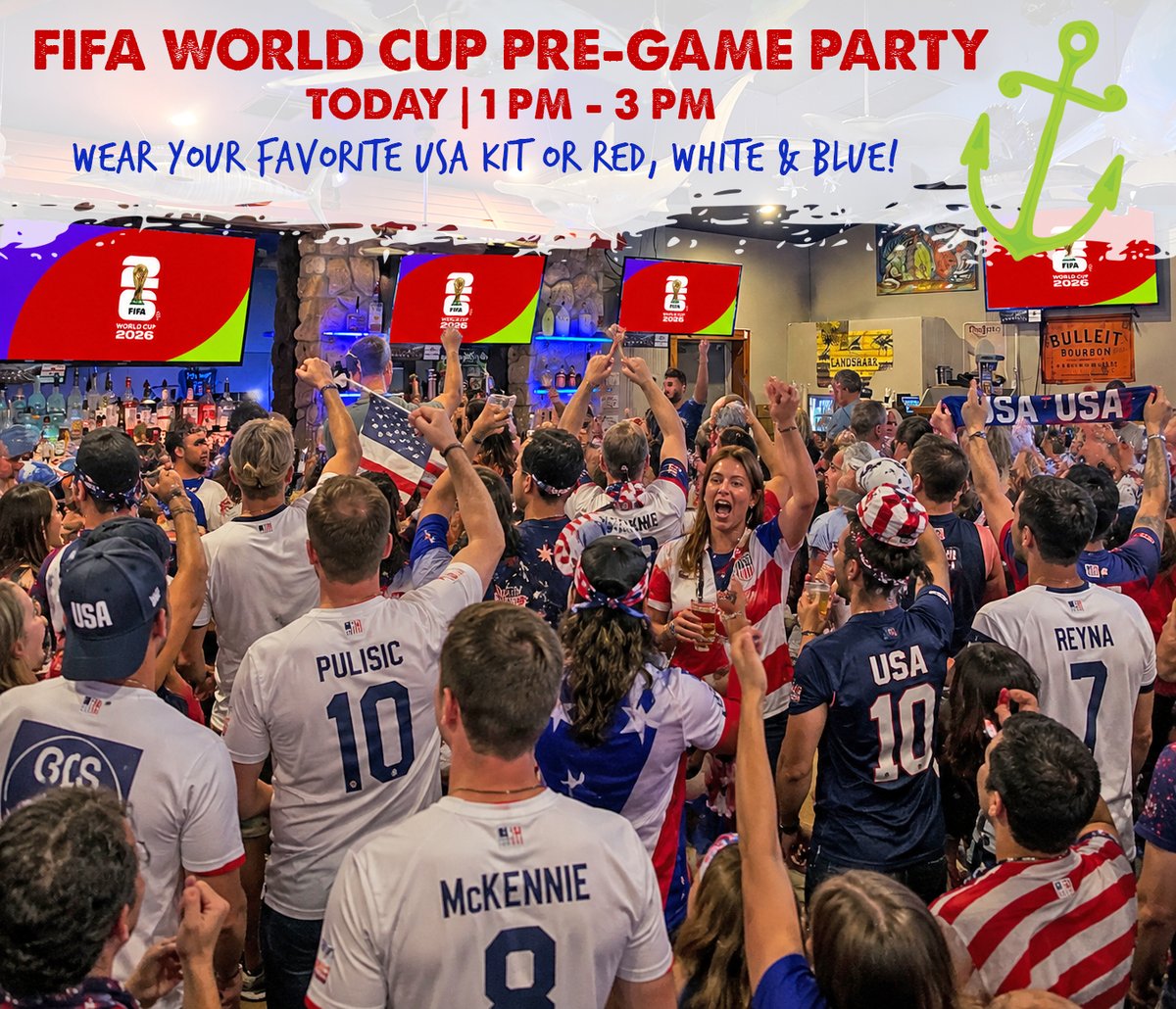 FlaglerTavern's tweet photo. ⚽ FIFA World Cup Pre-Game Party ⚽
Grab your table - the party is from 1pm-3pm!

Wear your USA kit or rock some Red, White &amp; Blue to cheer on Team USA!

🍺 Buy a Michelob Ultra Draft &amp; keep the commemorative FIFA World Cup Glass!

🏆 Games • Prizes • Team USA Energy https://t.co/xo1ftVacUt