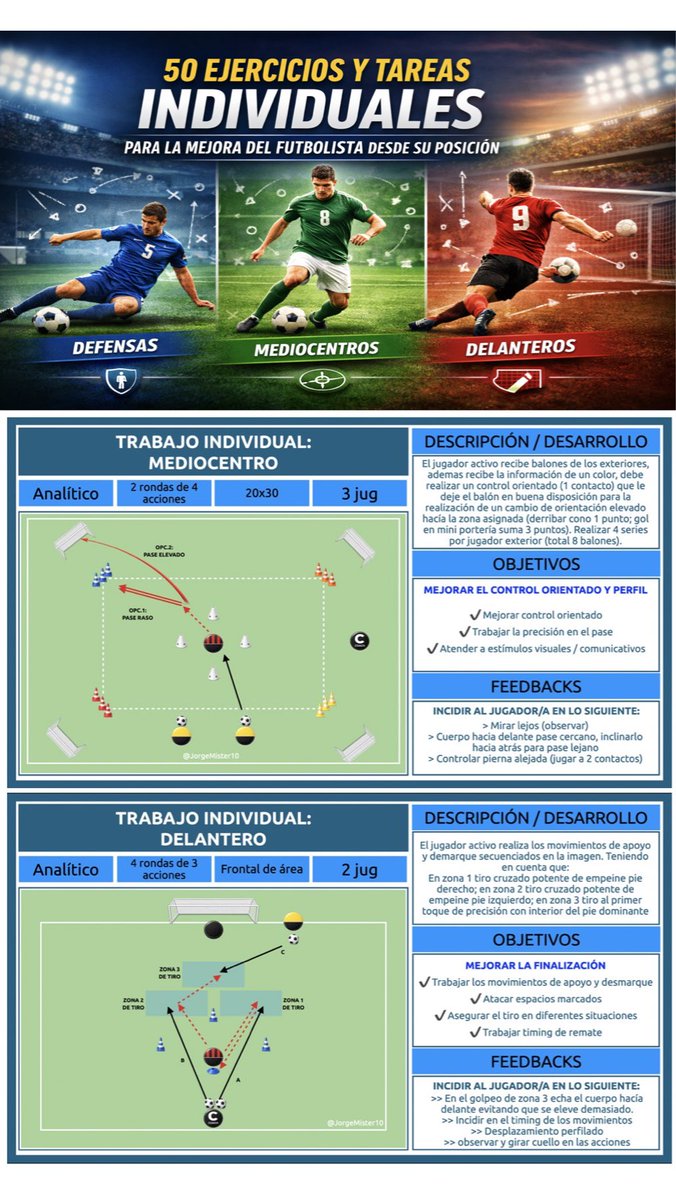 JorgeMister10's tweet photo. 📚EBOOK CON 50 EJERCICIOS 

🔥TAREAS INDIVIDUALES POR POSICIONES

🧱Defensores
🎮Mediocentros
🎯Atacantes 

✅Trabajos complementarios. ✅Optimizadores.

Enlace de descarga:
 https://t.co/Ge9xrXbXZ1 https://t.co/yVMvbKED5K