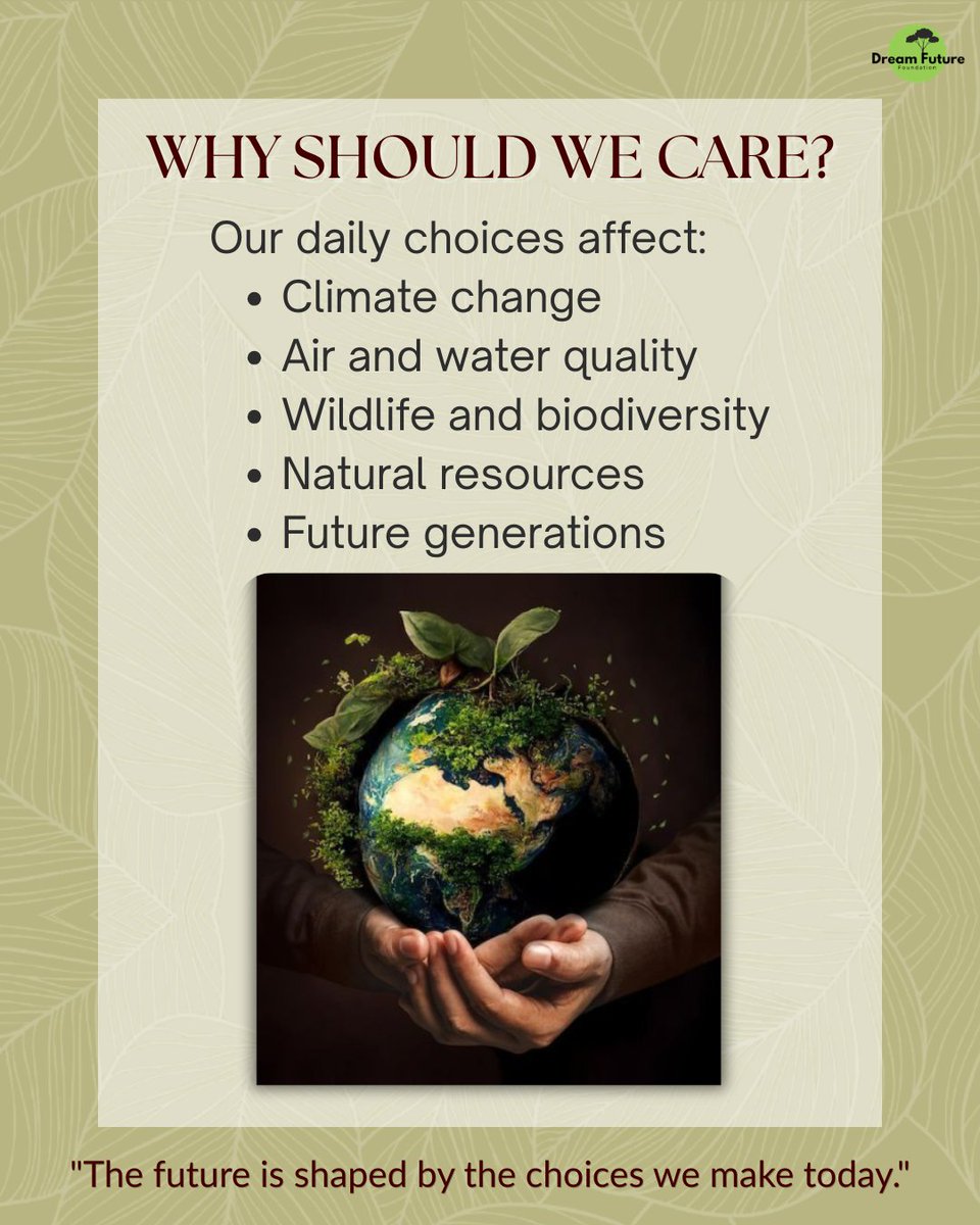DreamFuture24's tweet photo. 🌍 Sustainability starts with you. 
♻️ Reduce waste 
💧 Save water 
🔋 Conserve energy 
🌳 Plant trees

Small actions today can create a greener tomorrow for everyone.

#DreamFutureNGO #Sustainability #ClimateAction #GreenFuture https://t.co/guGcwcXqEv