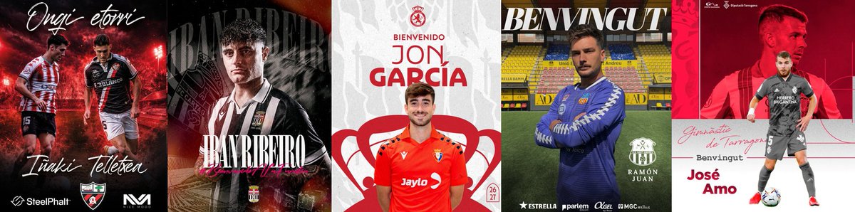 GradaBpro's tweet photo. Viene fuerte la mañana en 1RFEF:

Iñaki Telletxea, nuevo jugador del @arenas_club1909 

Iban Ribeiro, nuevo jugador del @FCCartagena_efs 

Jon García, nuevo jugador de la @CyDLeonesa 

Ramón Juan, nuevo jugador de la @uesantandreu 

José Amo, nuevo jugador del @NASTICTARRAGONA https://t.co/kLdRgjNwVh