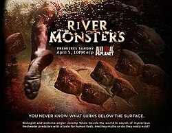 TimGluckman's tweet photo. How to explain "happy ending"?
@RiverMonstersUK biologist Jeremy Wade had no luck #fishing R #Congo until b4 last day, a #shaman tells him where to go.
Hey presto! On #last day, hooks huge fish.
But it dies in JW's arms!
His #local expert /minder wants him NOT to return it...