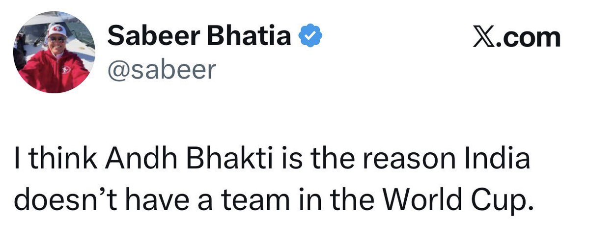 homam108's tweet photo. I think Andh Dwesh is the reason some folks are more obsessed with having a team in the World Cup than becoming a world leader in digital payments, doubling GDP, growing to Top-6 in world economy, increasing defense exports by 33x times, achieving near-100% rural electrification etc (too many to list). 😃🙏

PS: Yes, there ARE shortcomings/failings and there IS much more to do, but the list of accomplishments since 2014 IS quite large & impressive (though Andh Dweshis are blind to that). 🙏

PPS: Indians are way more into cricket than soccer. In cricket World Cups, India has been putting on a stellar show! 😃