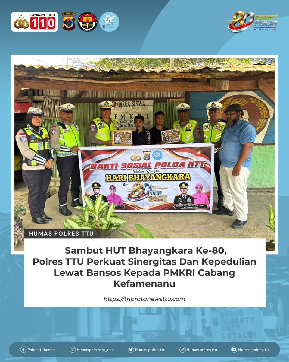 HPolresttu's tweet photo. Sambut HUT Bhayangkara ke-80, Polres TTU Perkuat Sinergitas dan kepedulian Lewat Bansos kepada PMKRI Cabang Kefamenanu. #polresttu #poldantt #hutbhayangkara80 #1juli https://t.co/Hpe7Rz8pfB