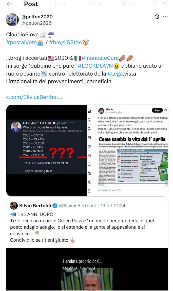 pelton2020's tweet photo. @haStatoNESSUNO @Avvenire_Nei @BelpietroTweet @franborgonovo @madforfree @ladyonorato @boni_castellane @rusembitaly @valy_s @LaVeritaWeb @cris_cersei @SecKennedy @PM_ViktorOrban @TuckerCarlson @matteosalvinimi @RoVannacci @ale_dibattista @ClaudioBorghi @OrtigiaP https://t.co/NQbxWRXZBu
<---🧵🇷🇺#RussiaStory♥️♥️
💀🌈🇪🇺#BruxelleSStàn💉💉🚀🚀🚽🚽💰💰💰
https://t.co/6kGq5tAMaq 📺⬇️
🗳#PostalVOTE🤥🤥 #brogliSStàn🤡🤡
MAI NELLA STORIA SI È ARRIVATI A UN #LIVELLOPOLITICO/#ECONOMICO COSÌ IN BASSO🏚🏚🏚
🚨#IVreichStory☢️☢️卐卐🤮#Norimberga2⚖️⚖️ https://t.co/hTGEHtQw82