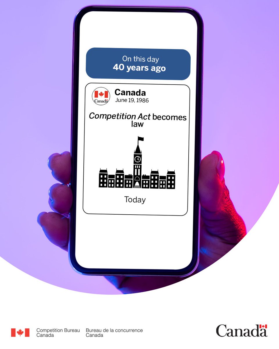 Picture of a phone screen. The screen shows a social media ‘throwback’ post celebrating the 40th anniversary of the Competition Act.