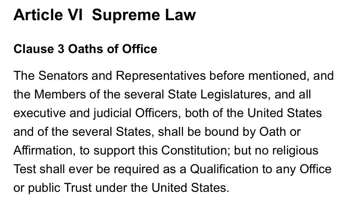 yellingmouse's tweet photo. @ReverendWarnock Article six of the constitution prohibits religious tests for politicians.

https://t.co/V2w5wcks35 https://t.co/iFWbgFL6cN