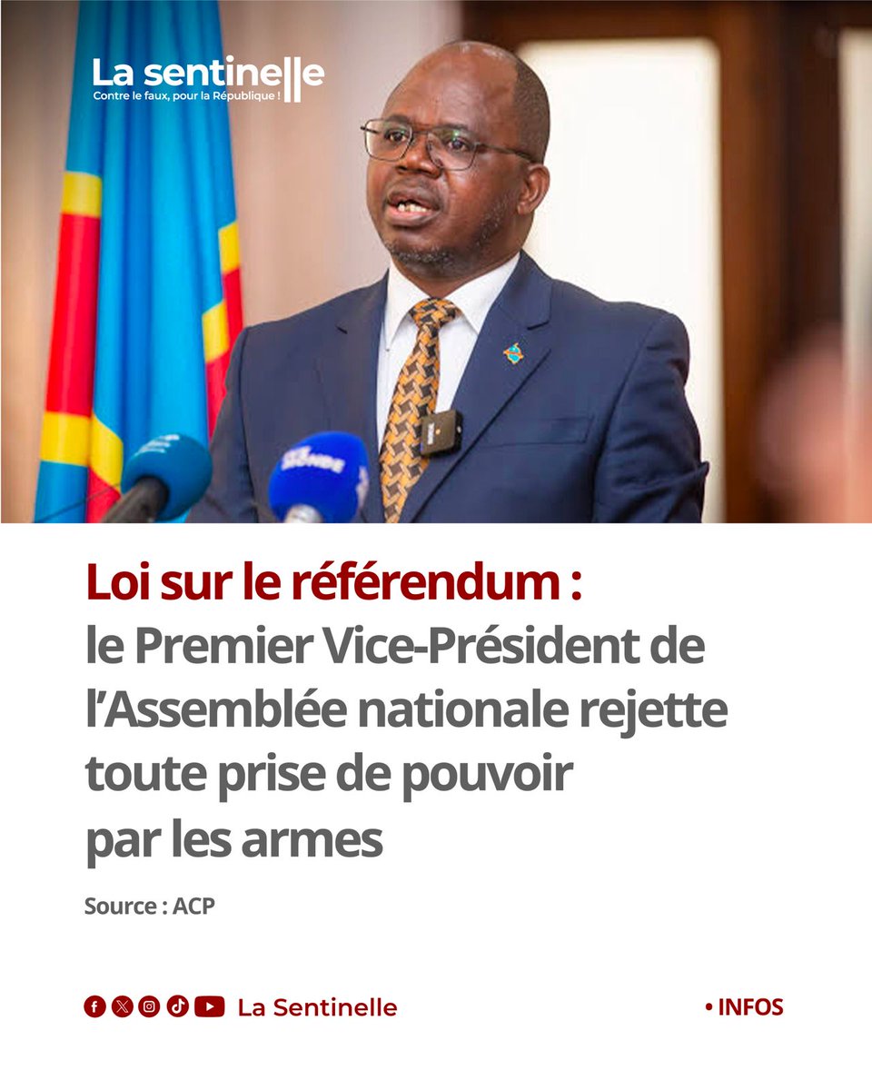 sentinellecongo's tweet photo. Devant les évêques de la #Cenco à #Kinshasa, le Premier Vice‑Président de l’Assemblée nationale a réaffirmé avec force le rejet catégorique de toute prise du pouvoir par les armes, rappelant que seul le peuple congolais, par ses représentants ou par #référendum, détient la souveraineté de décider de son destin.

Il a également défendu le débat constitutionnel en cours, soulignant qu’il ne peut être assimilé à un échec de gouvernance, mais s’inscrit dans une démarche éthique visant à doter le pays d’une #Constitution écrite par des élus légitimes.

« En démocratie, le peuple est souverain, et aucune condition de droit ou de morale ne peut limiter cette souveraineté lorsqu’il s’exprime », a-t-il martelé.