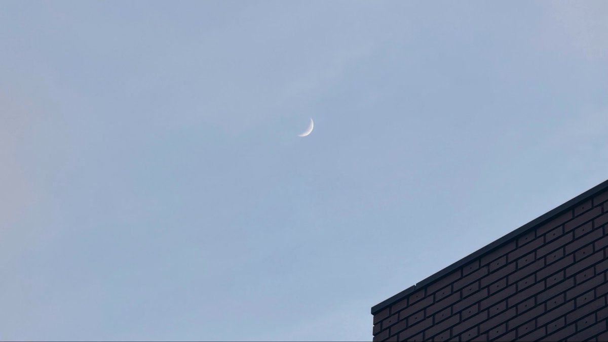 crescente_moon's tweet photo. 夕方、曇る前に撮った。
私の特技は、明るい空のうすい薄い月にも気づくことができること🌙 https://t.co/408m5UkAzp