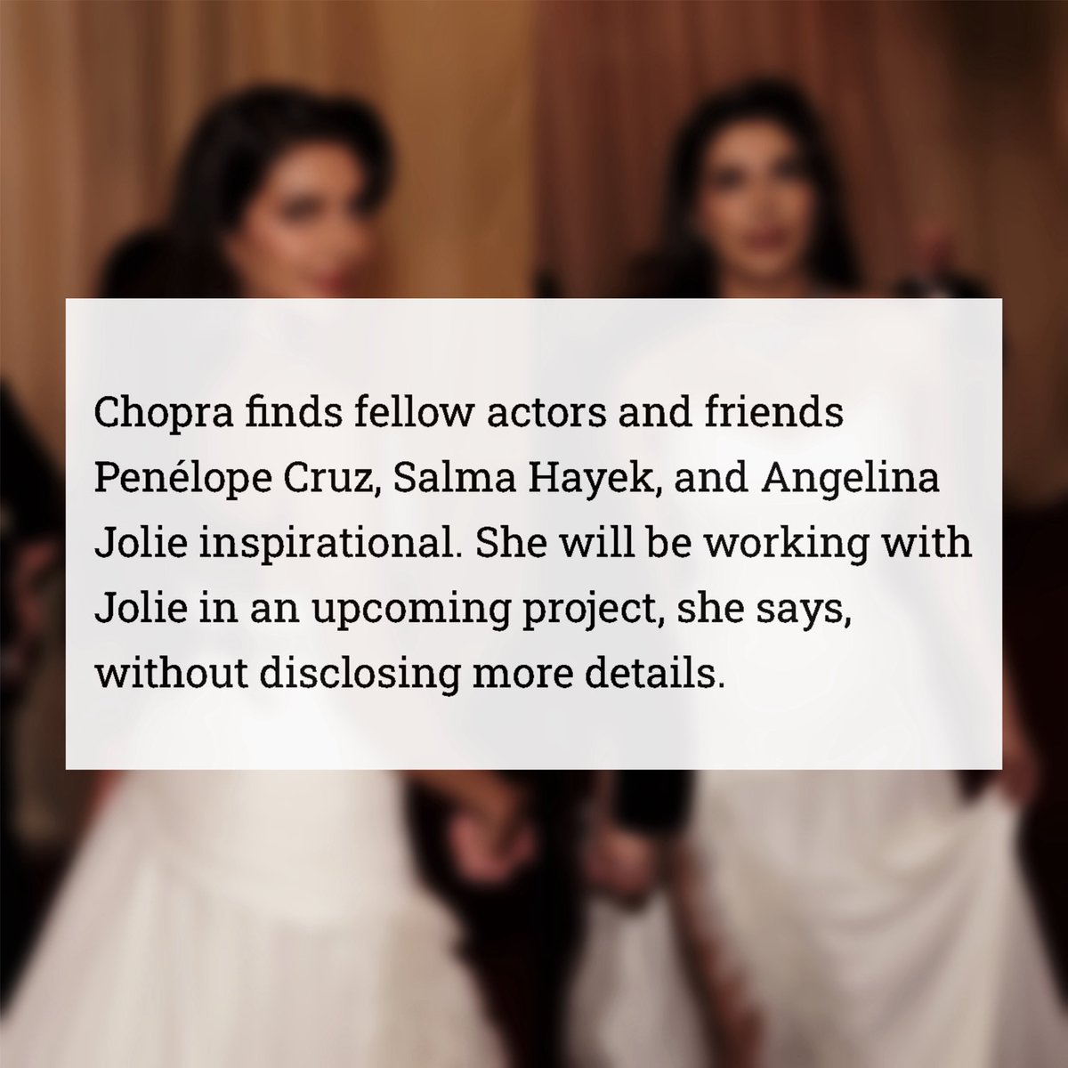 lyntwig_'s tweet photo. Priyanka Chopra tells Fortune India that she is preparing to work with Angelina Jolie in a future project. 👀 https://t.co/JnjoslMjeK