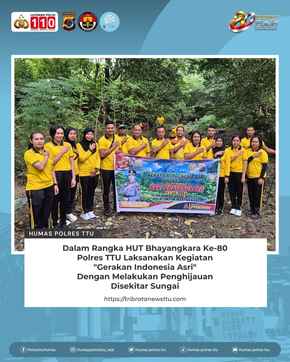 HPolresttu's tweet photo. Polres Timor Tengah Utara menggelar aksi penghijauan melalui kegiatan Gerakan Indonesia Asri dalam rangka menyambut Hari Bhayangkara ke-80, Jumat (19/6).#polresttu #poldantt #hutbhayangkara80 #1juli https://t.co/RPFpiIzaHX