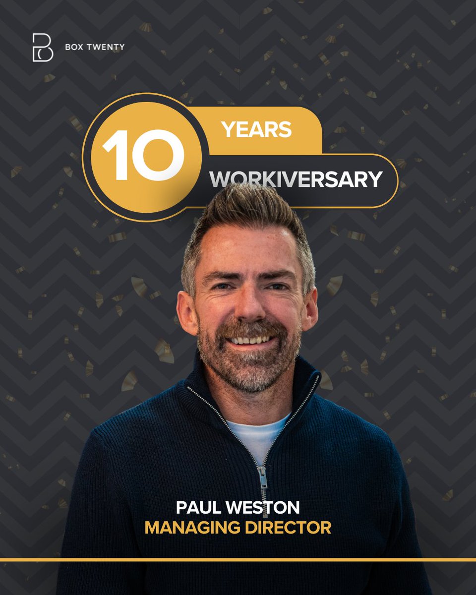 _BoxTwenty's tweet photo. Today we celebrate a significant milestone for our Managing Director, Paul Weston, who marks 10 years with Box Twenty this week.

Over the past decade, Paul has played a pivotal role in shaping the business, leading its growth from an ambitious consultancy into a practice defined by technical rigour, strong client relationships, and a team that genuinely loves what it does. His leadership, technical expertise and commitment to delivering exceptional outcomes for clients have been instrumental in Box Twenty's success.

Beyond the projects and achievements, Paul has fostered a culture built on collaboration, innovation and professional development, helping create an environment where both our people and our clients can thrive.

On behalf of everyone at Box Twenty, thank you for your dedication, vision and leadership over the last 10 years. We look forward to continuing the journey together and seeing what the next chapter brings.

Congratulations, Paul, on your 10-year work anniversary.

#BoxTwenty #WorkAnniversary #Leadership #TeamBoxTwenty #Engineering #DreamTeam