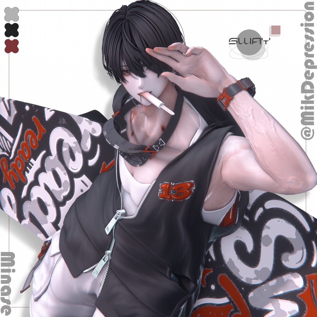 MikDepression's tweet photo. #FR13NDS 様の新作【 sway -スウェイ- 】のテスターモデルをさせて頂きました。
気分に合わせて選べる豊富なカラーバリエーションと、存在感のあるサーフボードのデザインが魅力的です🏖
引用元のキャンペーンもぜひチェックしてください🏄‍♂️🔥
 #VRChat https://t.co/Ffwt1GZS0b