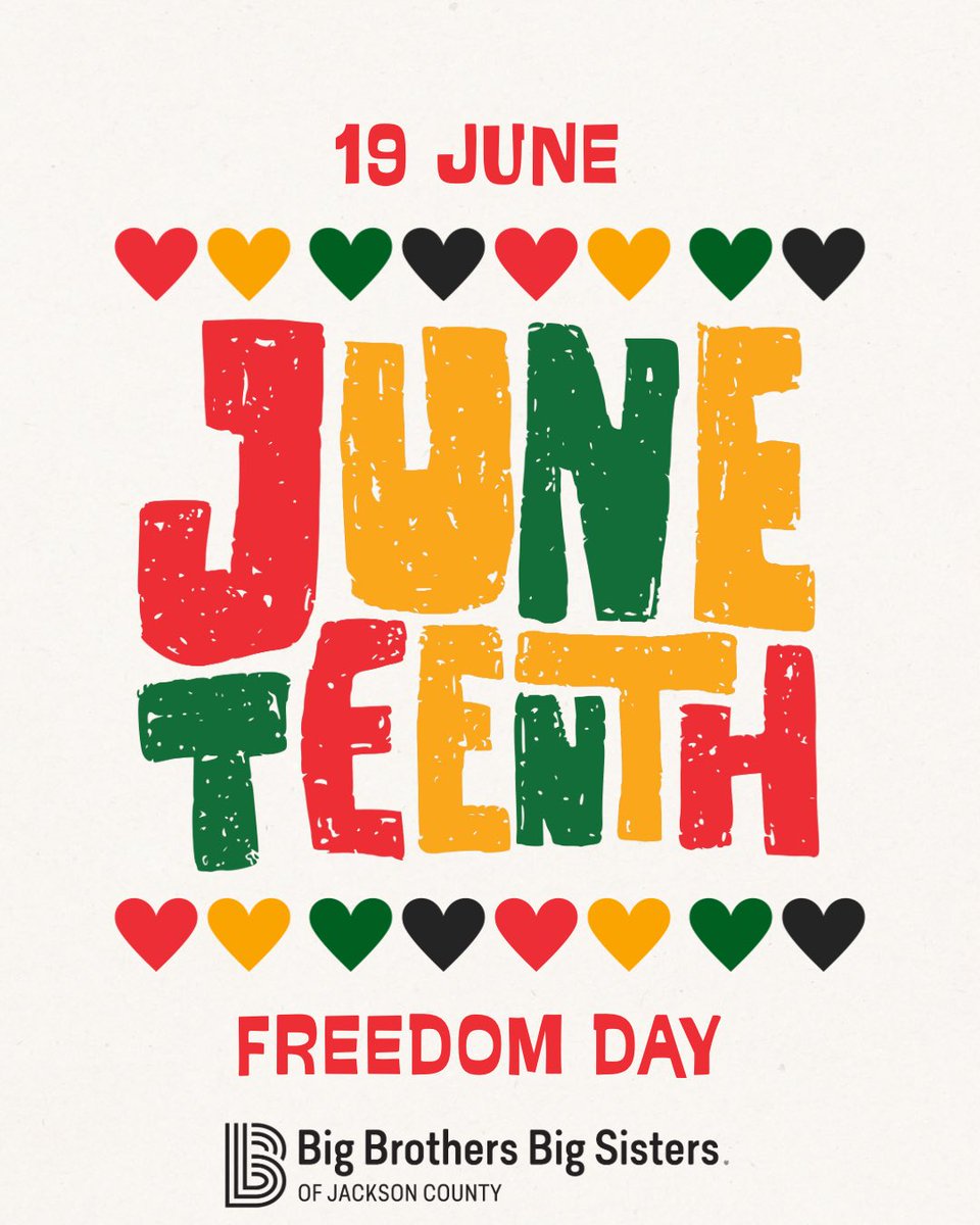 TonyBBBS's tweet photo. Please join @BBBSJACKSONMI in celebrating #Juneteenth;  a day of profound significance for Black Americans and a pivotal moment in American history. @KathyAAlex @hhjr79 @GaSwartzlander @SchoolsMichigan @JacksonYMCA #BeaBig https://t.co/uB33Qcndj6