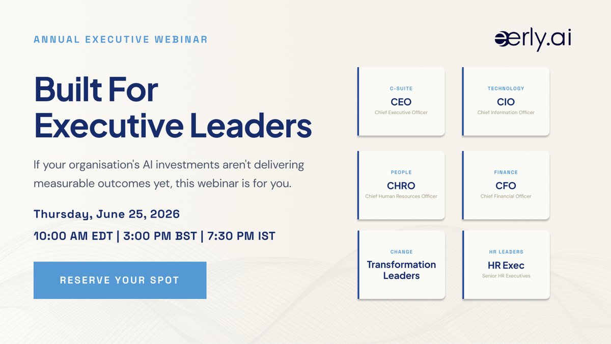 eerlyai's tweet photo. The Human-AI Inflection Point is built for leaders driving AI strategy, adoption, and business transformation across their organizations.

Register now: https://t.co/ryg0ujjsvy

#EerlyAI #CXOLeadership https://t.co/BpDmDVIsGq