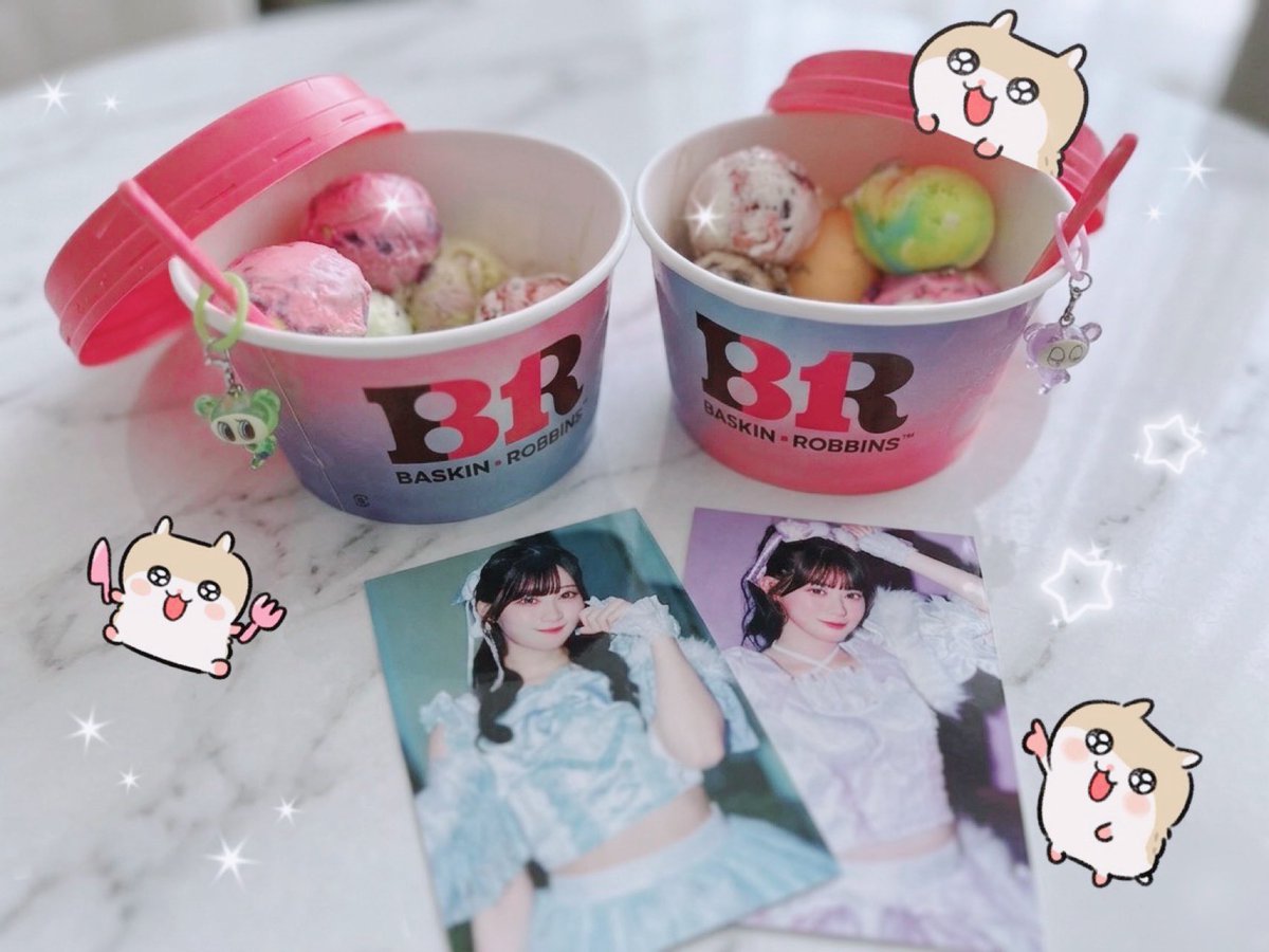 _miOs2_'s tweet photo. めぐみお💚💜でサーティワンよくばりフェス🍨💞💞
@mio_pxrb が載せてて食べたくなっちゃったT  ̫ T💜💜 https://t.co/wc2GhPRYS1
