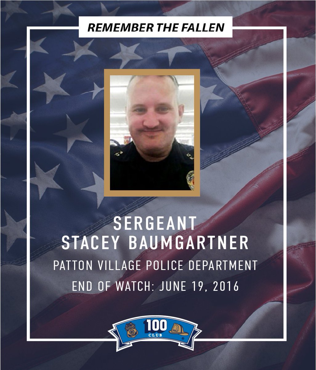 100ClubHouTx's tweet photo. Today we remember Patton Village Police Department Sergeant Stacey Baumgartner who was killed in the line of duty in a vehicle accident. #ForTheFallen #pattonvillage https://t.co/qJiHvlVaLC