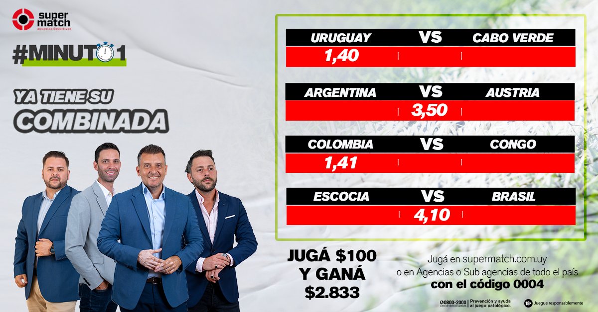 CarveDeportiva's tweet photo. En @Supermatch_uy ya podés jugar a todas las fechas del mundial, sí TODAS ⚽️

Nosotros elegimos estos partidos. ¿Qué opinas? 🤔

Hacé está combinada con el código 0004 📲 https://t.co/UfICEfO9Th