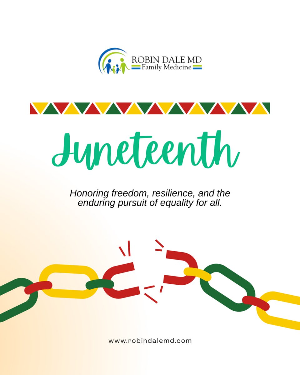 robindalemd1's tweet photo. Juneteenth marks an important moment in American history and serves as a reminder of the values of freedom, equality, and opportunity.✊🏻

#Juneteenth #FreedomDay #AmericanHistory #Equality #Community #Inclusion #Diversity #UnitedStates #CommunityMatters #RobinDaleMD https://t.co/zIwHtMPtmA